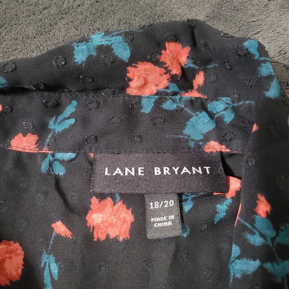 Lane Bryant blouse size 18/20 Black Rose LongSleeve Clip Dot sheer Chiffon top - Picture 5 of 8